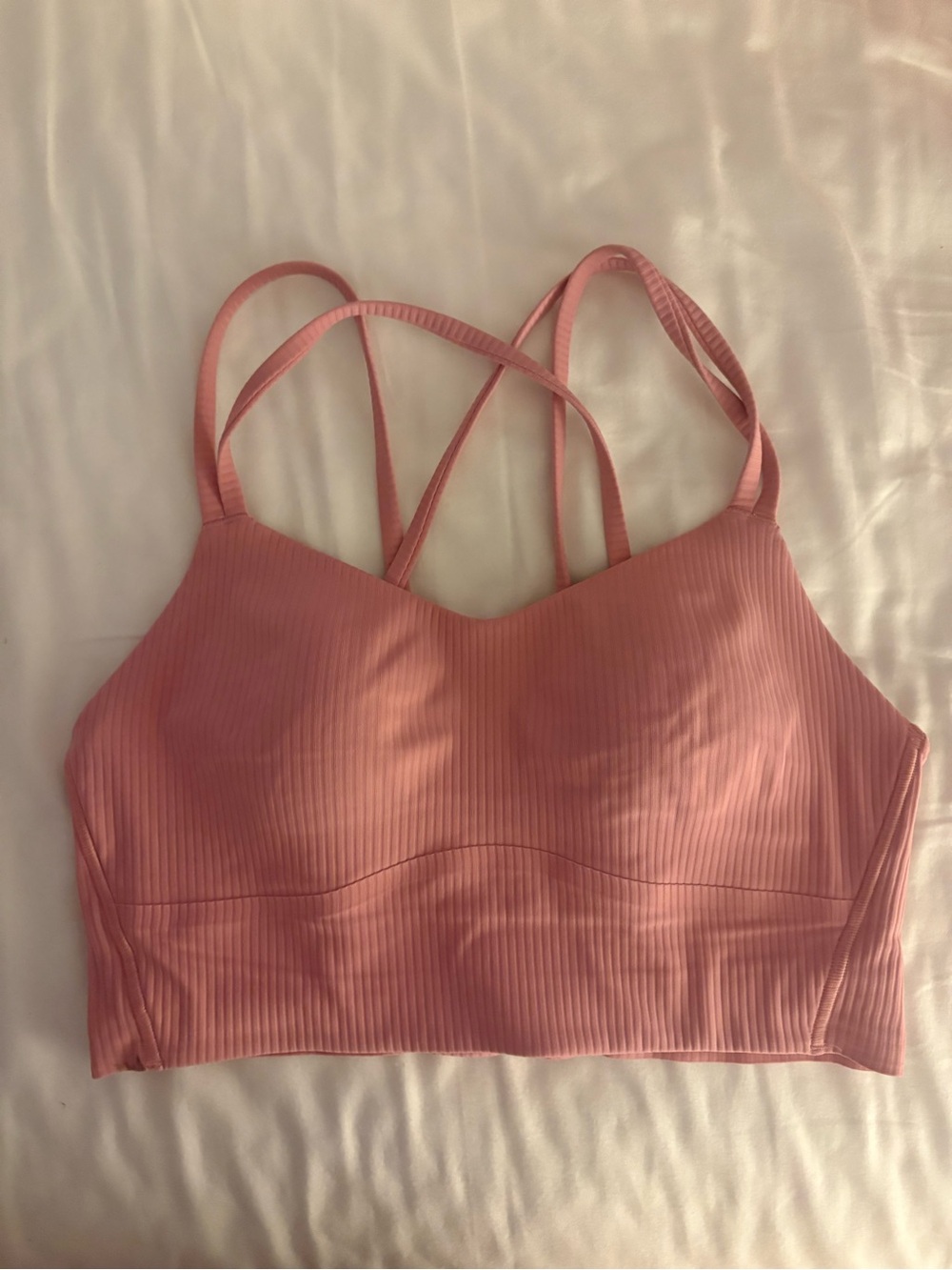 lululemon athletica Ribbed Pink Strappy Sports Bra